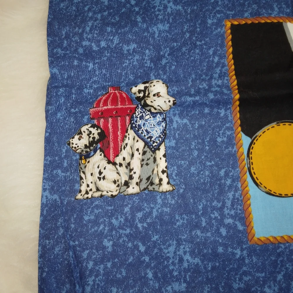 FABRIC Spring Industries Fire Dogs Dalmations 1 panel 35 in. cotton quil…